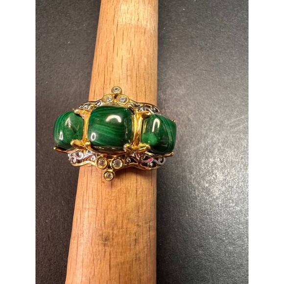NEW Malachite two toned ring in sterling silver size 7 - Picture 13 of 16